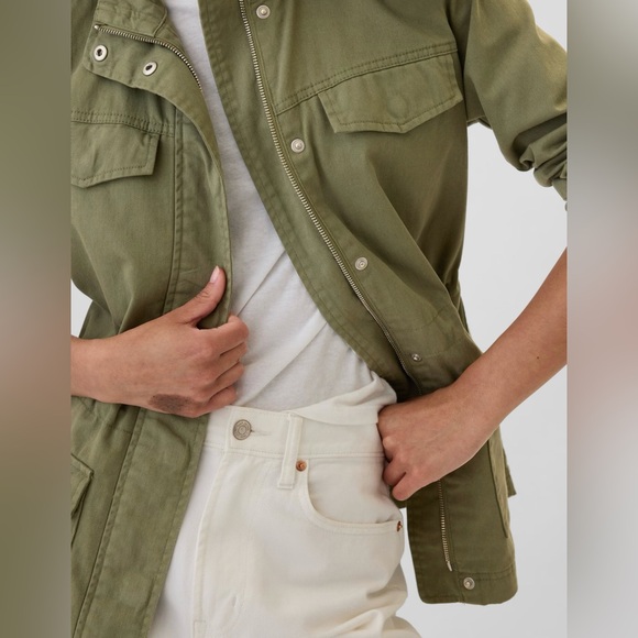 NWT Upcycled “Gucci” embroidered Tiger patch olive green field jacket size XL - Picture 13 of 15